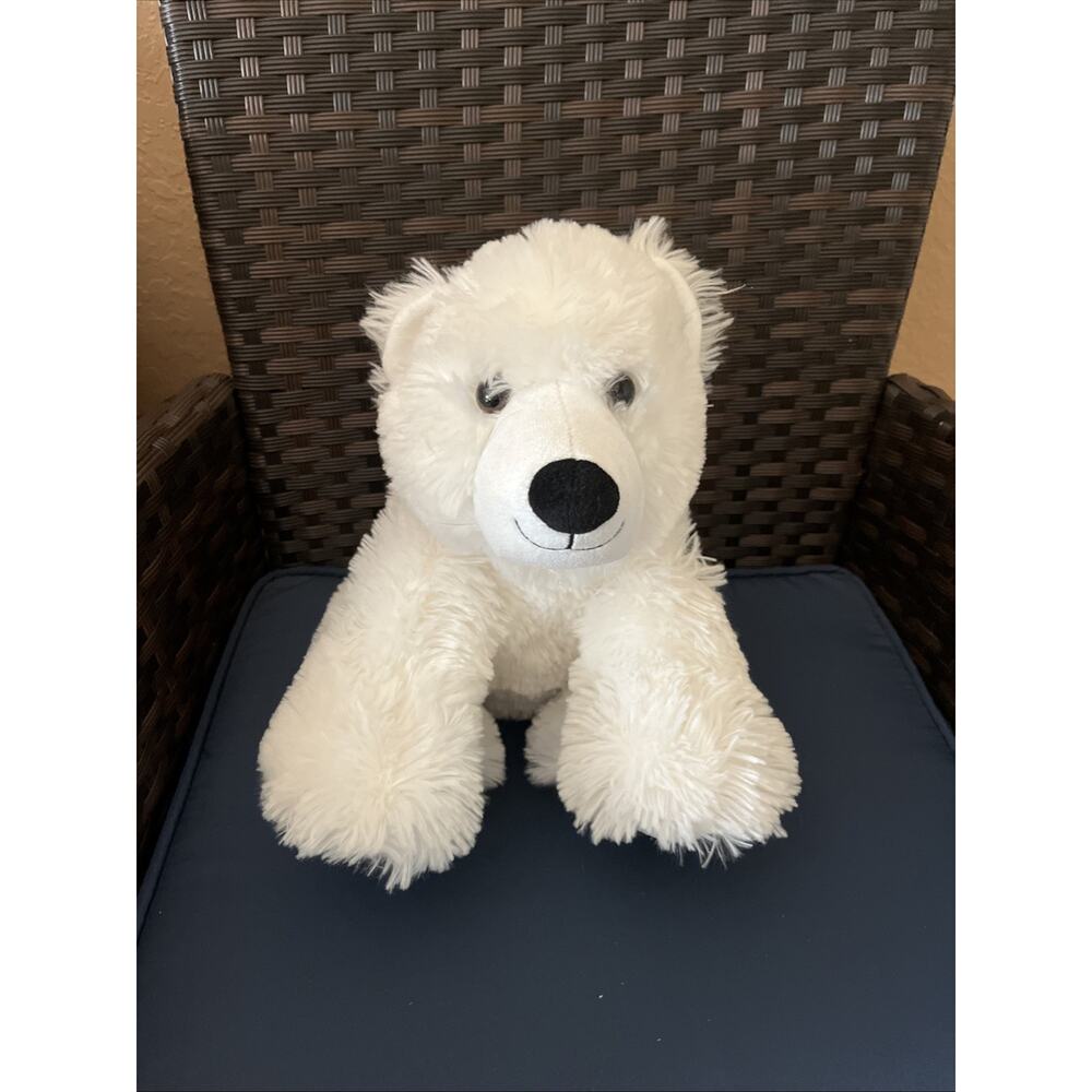 2015 Build A Bear Plush White Polar Bear Black Nose Black Eyes Fluffy 13”
